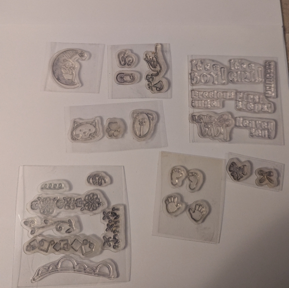 2/$15 Assorted Clear Rubber Stamps for Card Making/Crafts- DIY-Baby, Celebration